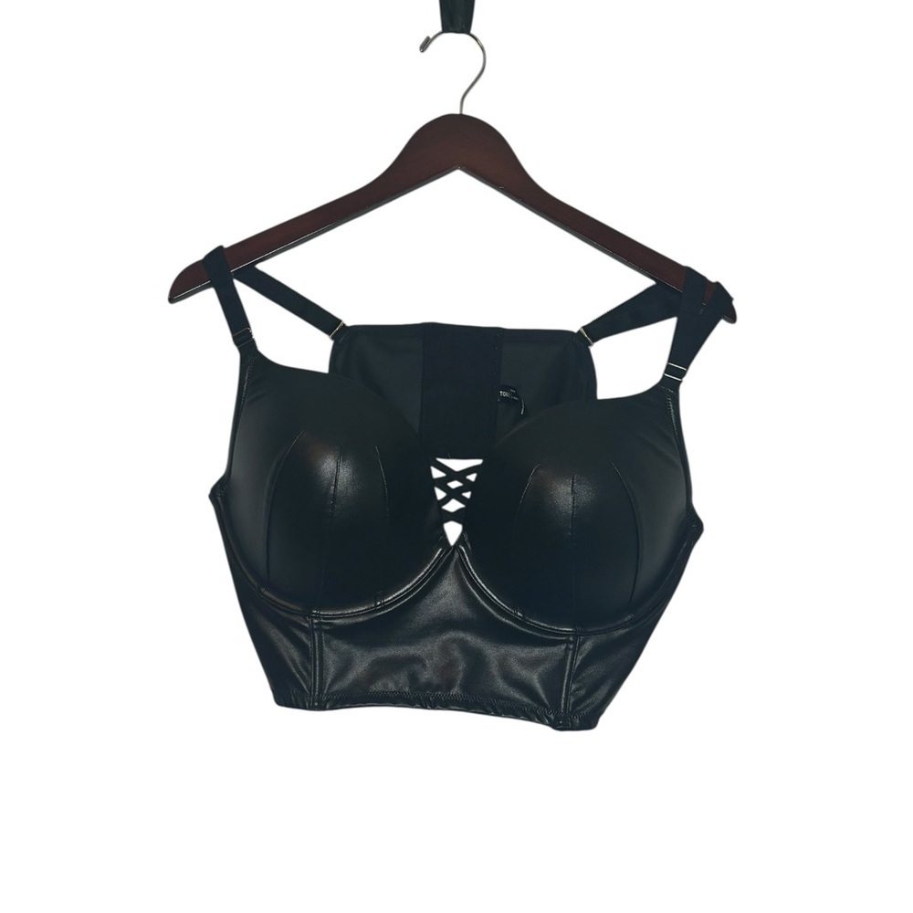 Torrid XO Plunge Push-Up Bra Black Lace-Up Women's Intimate Top Size 46B - Picture 2 of 5